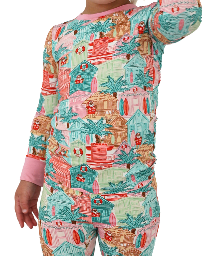 Pink Beach Huts Kids Pajama Set - Tuck &amp; Char Co.