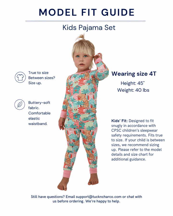 Pink Beach Huts Kids Pajama Set - Tuck &amp; Char Co.