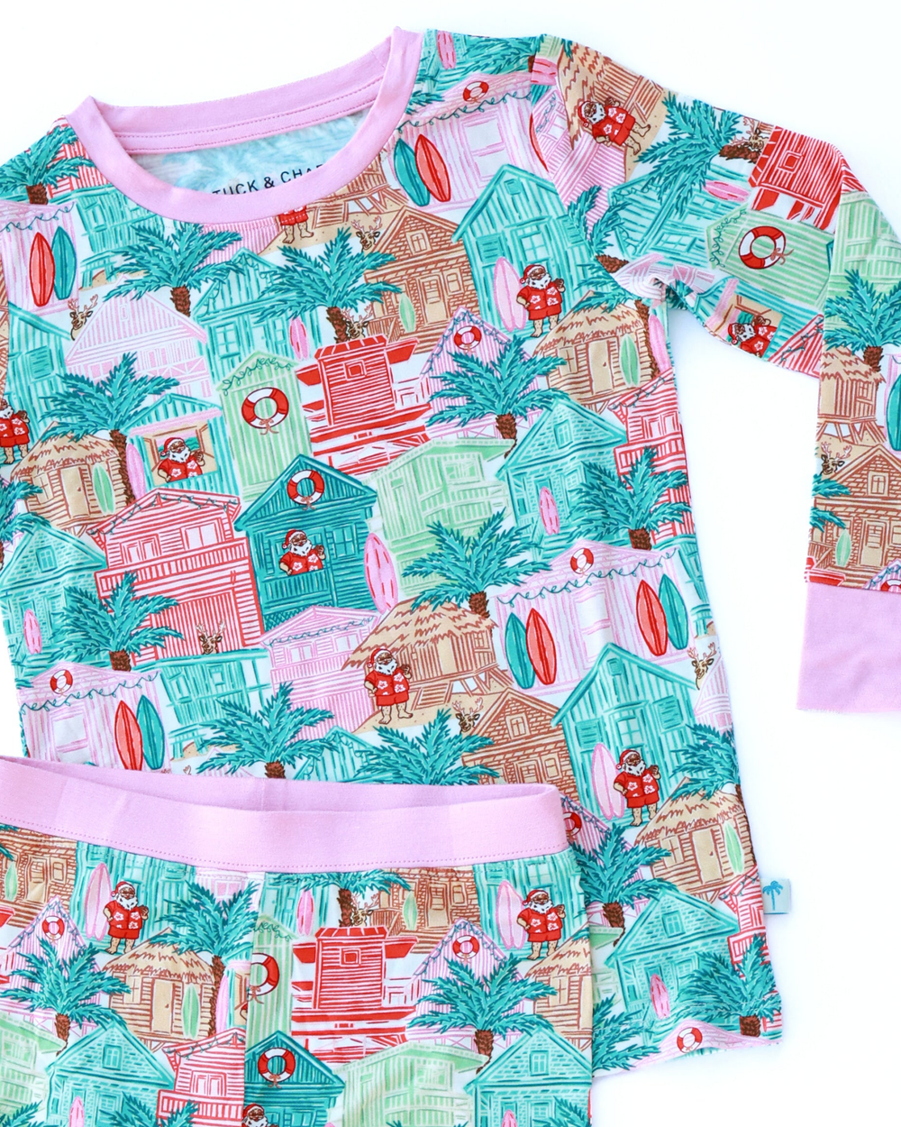 Pink Beach Huts Kids Pajama Set - Tuck & Char Co.