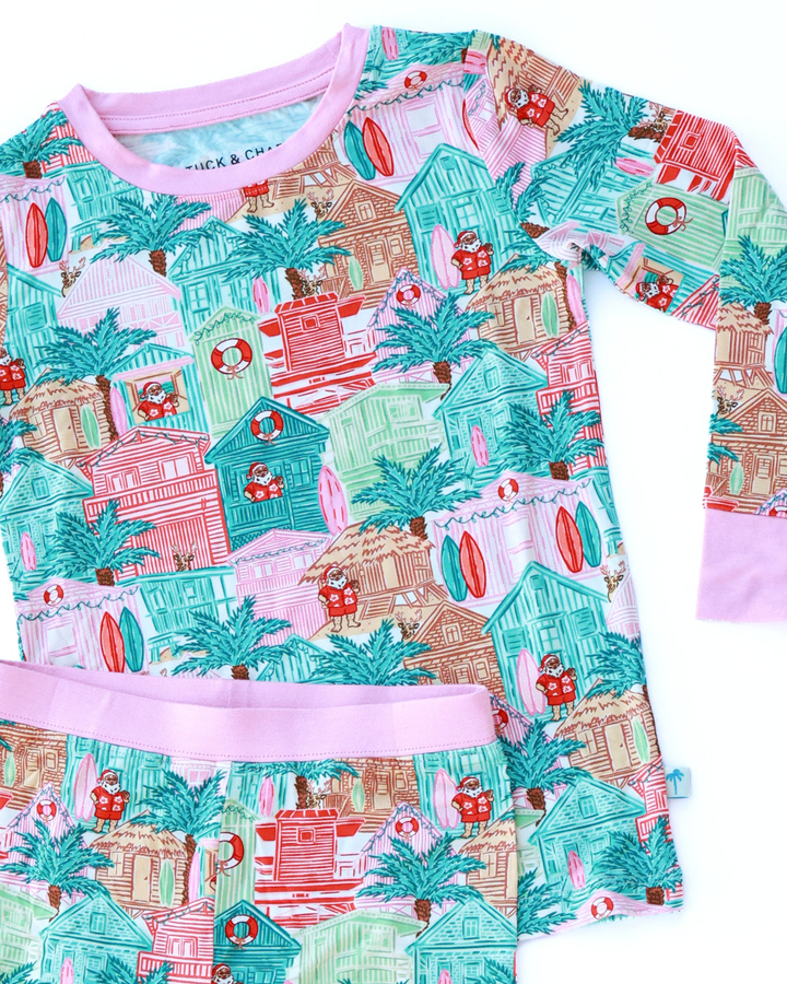 Pink Beach Huts Kids Pajama Set - Tuck &amp; Char Co.