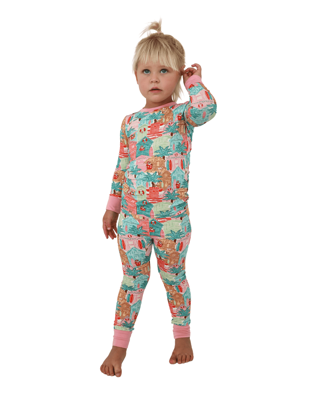 Pink Beach Huts Kids Pajama Set - Tuck & Char Co.