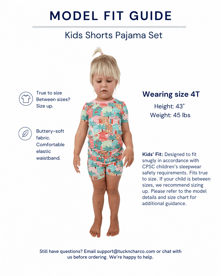 Pink Beach Huts Kids Short Pajama Set - Tuck &amp; Char Co.