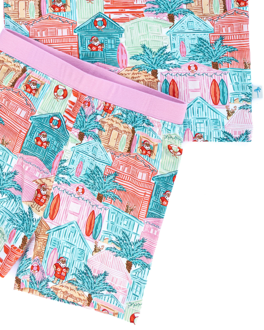 Pink Beach Huts Kids Short Pajama Set - Tuck &amp; Char Co.