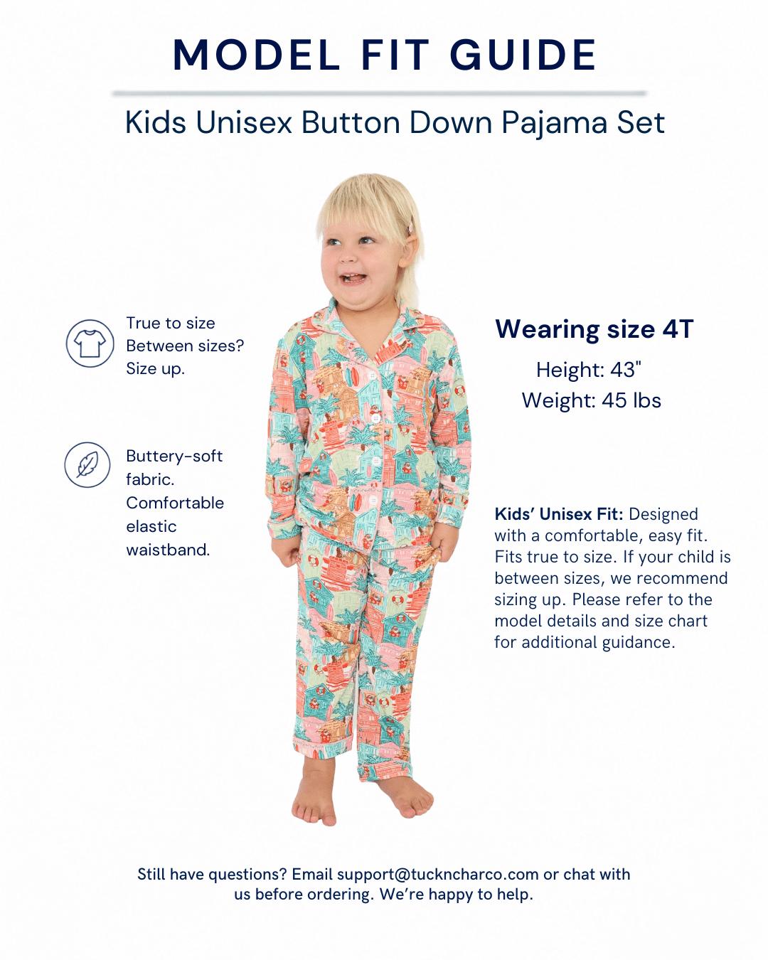 Pink Beach Huts Kids Unisex Button Down Pajama Set - Tuck &amp; Char Co.
