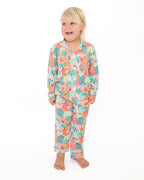 Pink Beach Huts Kids Unisex Button Down Pajama Set