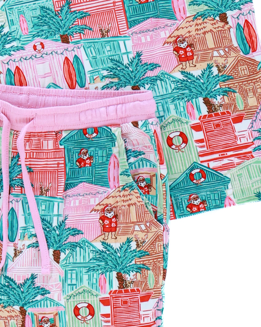 Pink Beach Huts Kids Unisex Jogger Pajama Set - Tuck &amp; Char Co.