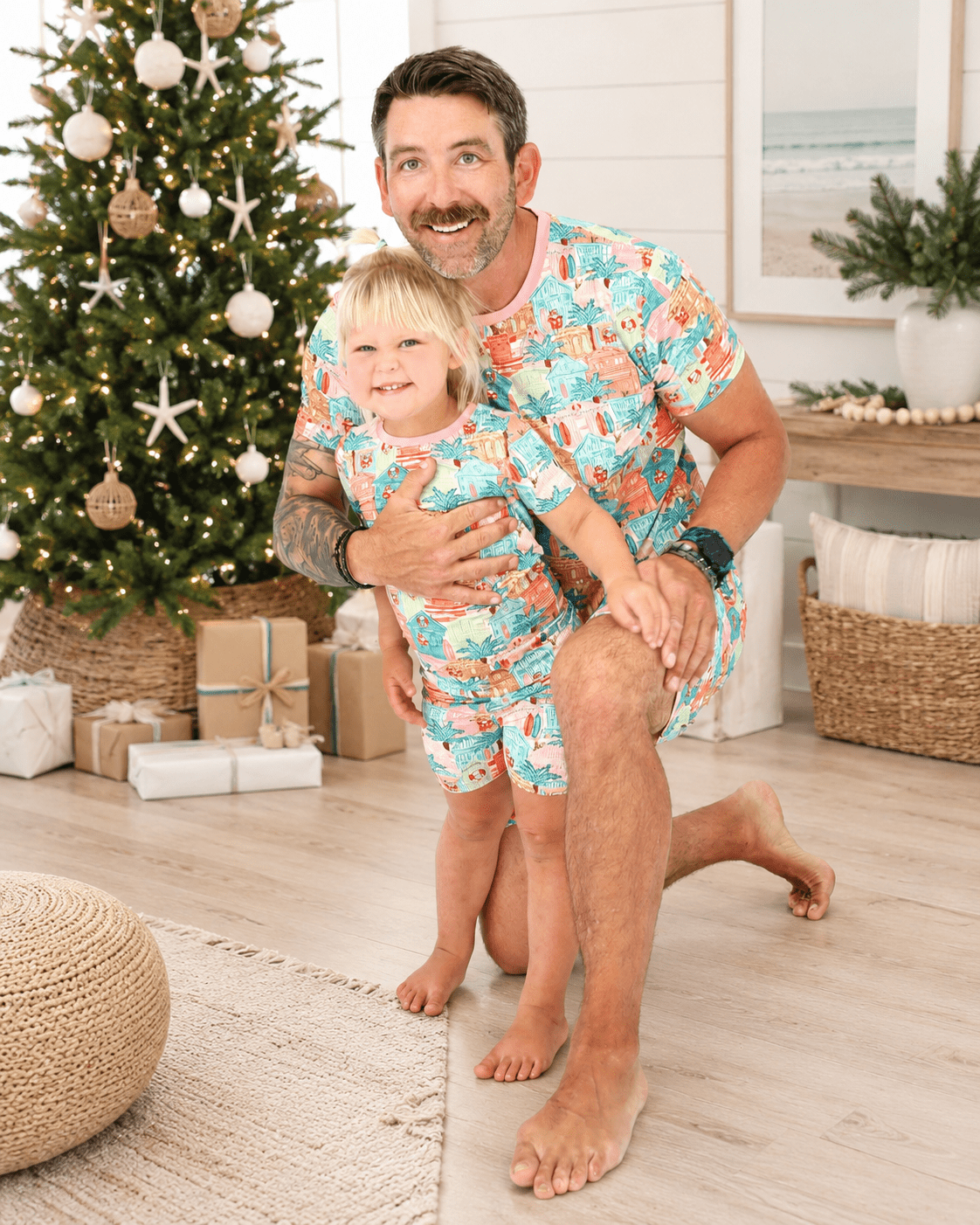 Pink Beach Huts Men's Short Pajama Set - Tuck & Char Co.