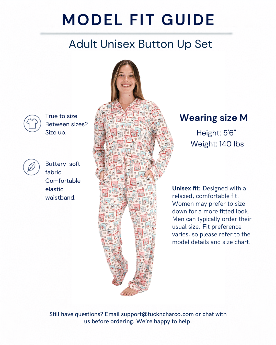 Pink Coastal Postcards Adult Unisex Button-Down Pajama Set - Tuck &amp; Char Co.