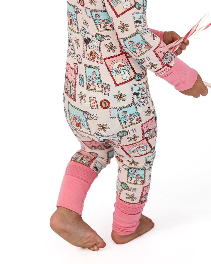 Pink Coastal Postcards Baby Zippy Pajamas - Tuck &amp; Char Co.