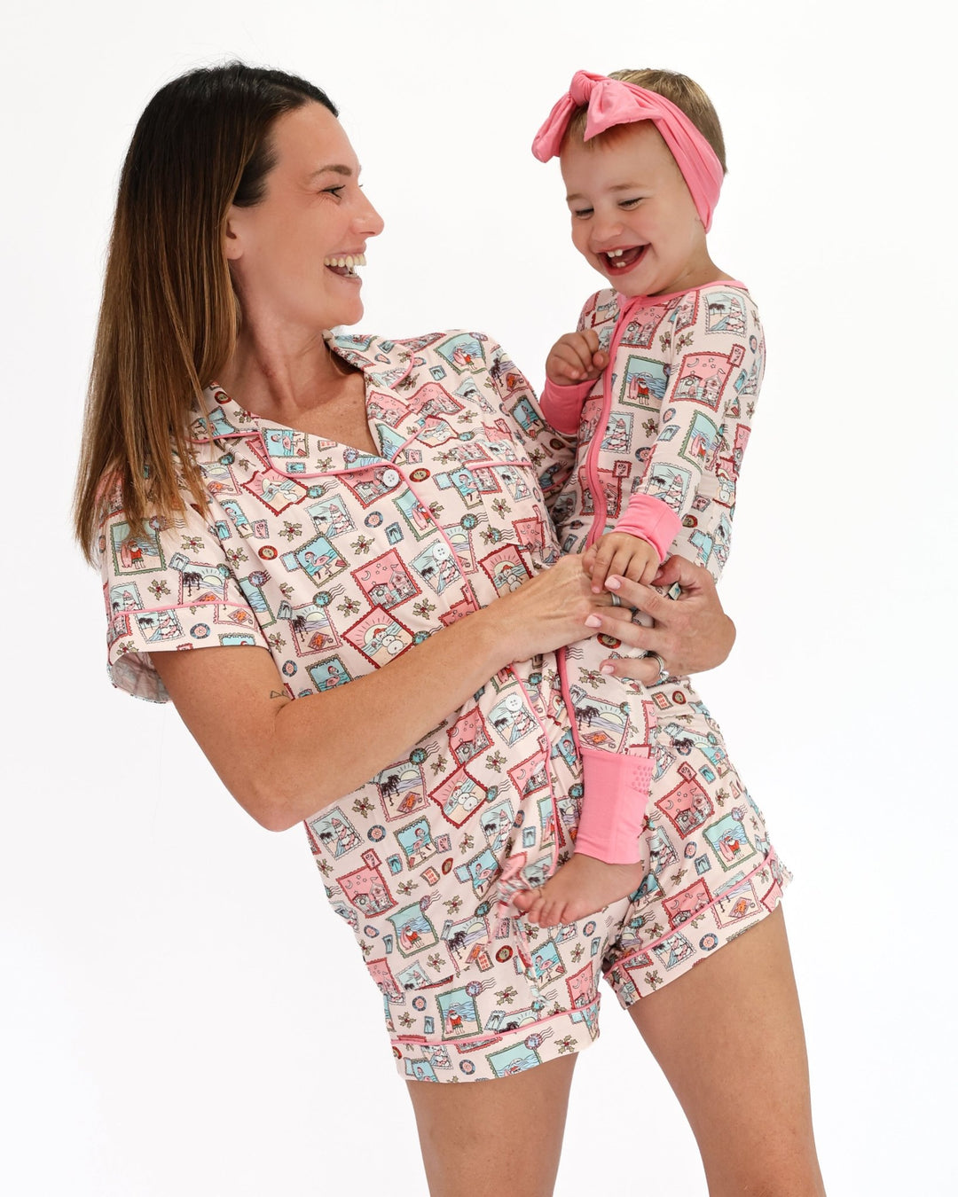 Pink Coastal Postcards Baby Zippy Pajamas - Tuck &amp; Char Co.