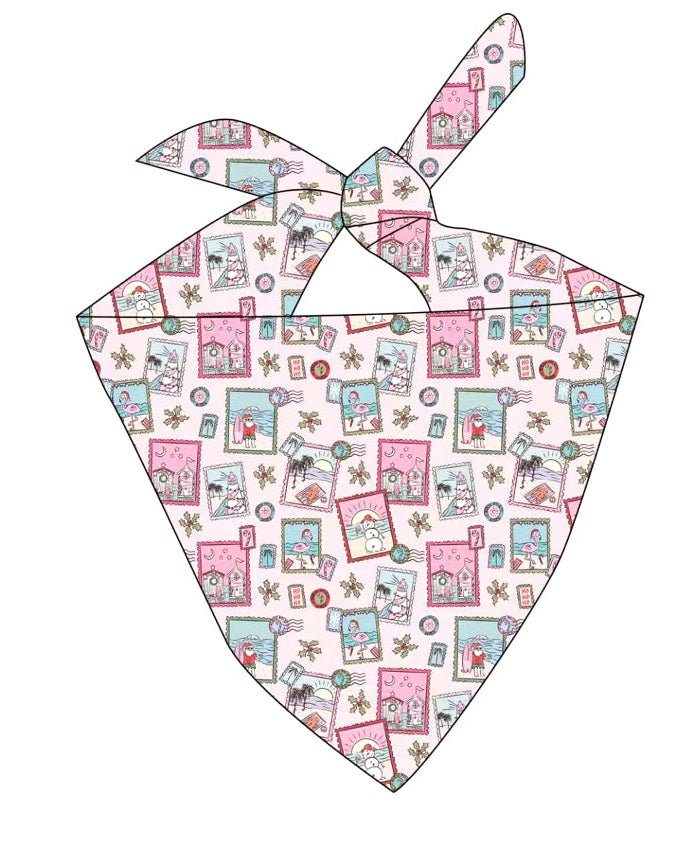 Pink Coastal Postcards Dog Bandana - Tuck & Char Co.