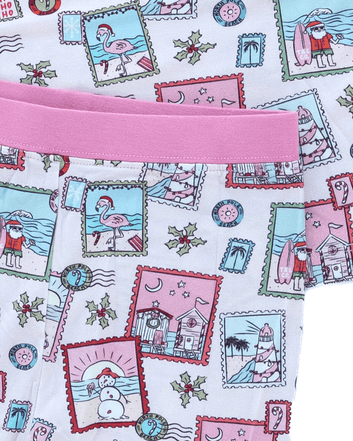 Pink Coastal Postcards Kids Pajama Set - Tuck &amp; Char Co.
