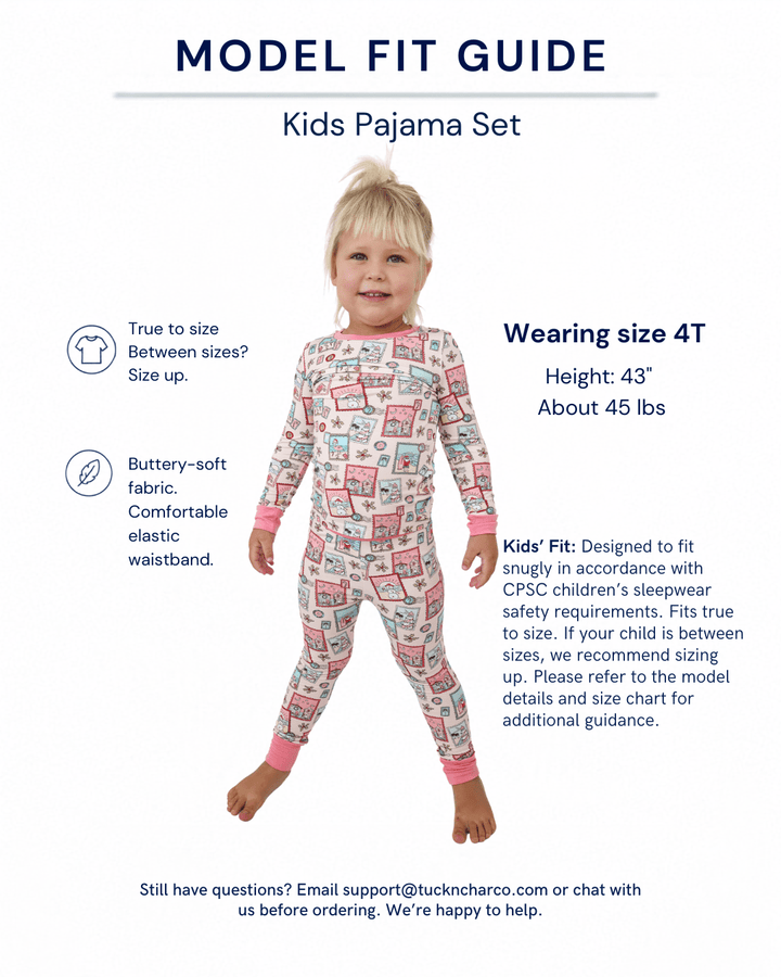 Pink Coastal Postcards Kids Pajama Set - Tuck &amp; Char Co.