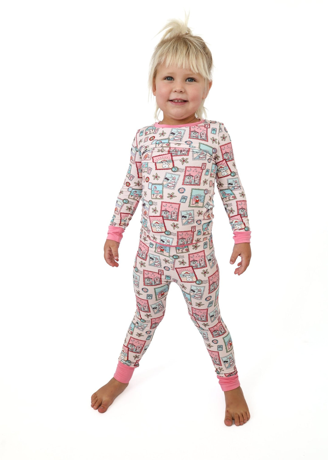Pink Coastal Postcards Kids Pajama Set - Tuck &amp; Char Co.