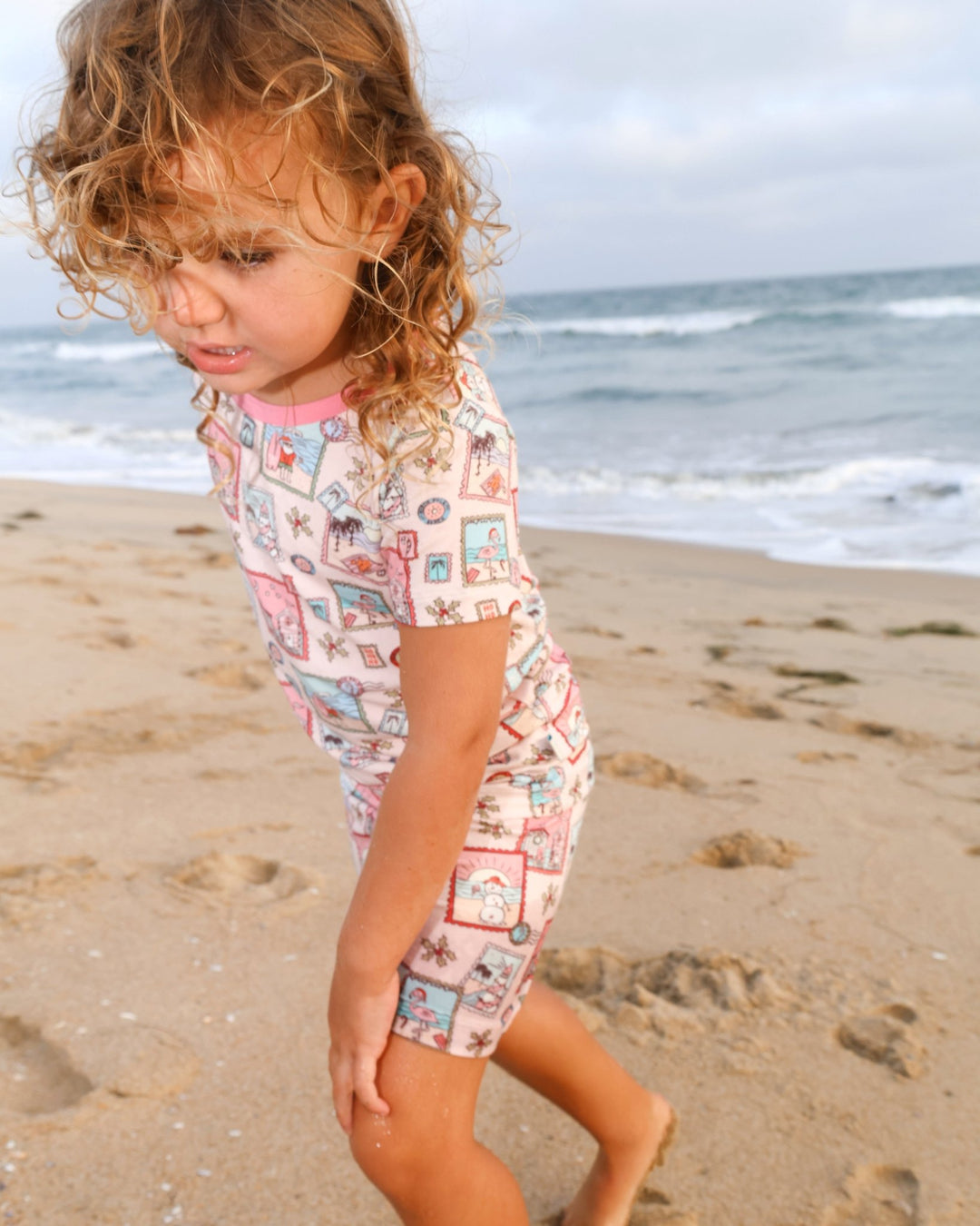 Pink Coastal Postcards Kids Short Pajama Set - Tuck &amp; Char Co.