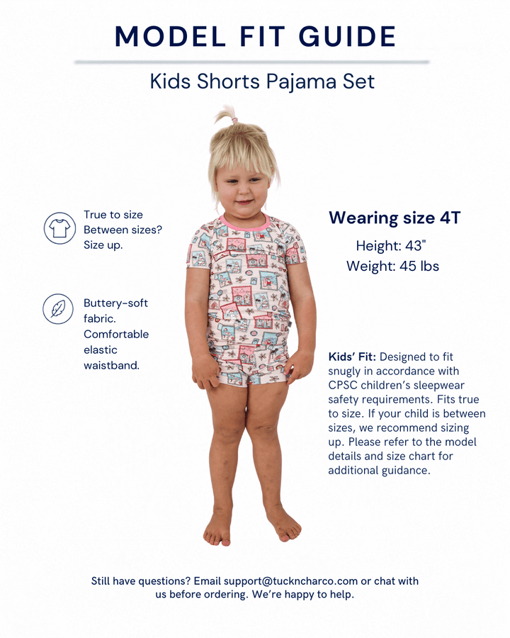 Pink Coastal Postcards Kids Short Pajama Set - Tuck &amp; Char Co.