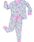 Pink Coastal Postcards Kids Unisex Jogger Pajama Set