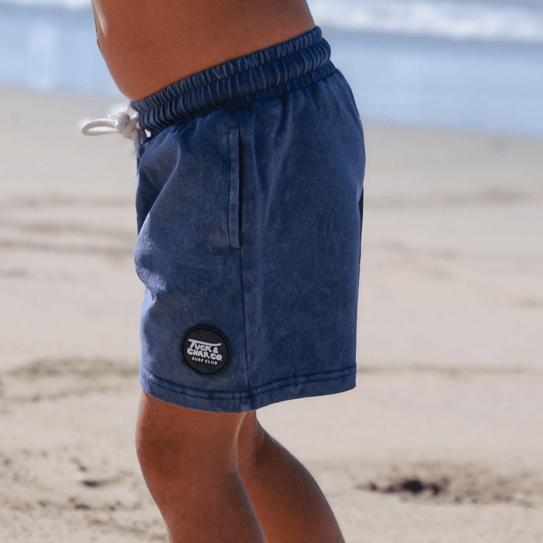 Shore Break Blue Acid Wash Shorts - Tuck & Char Co.