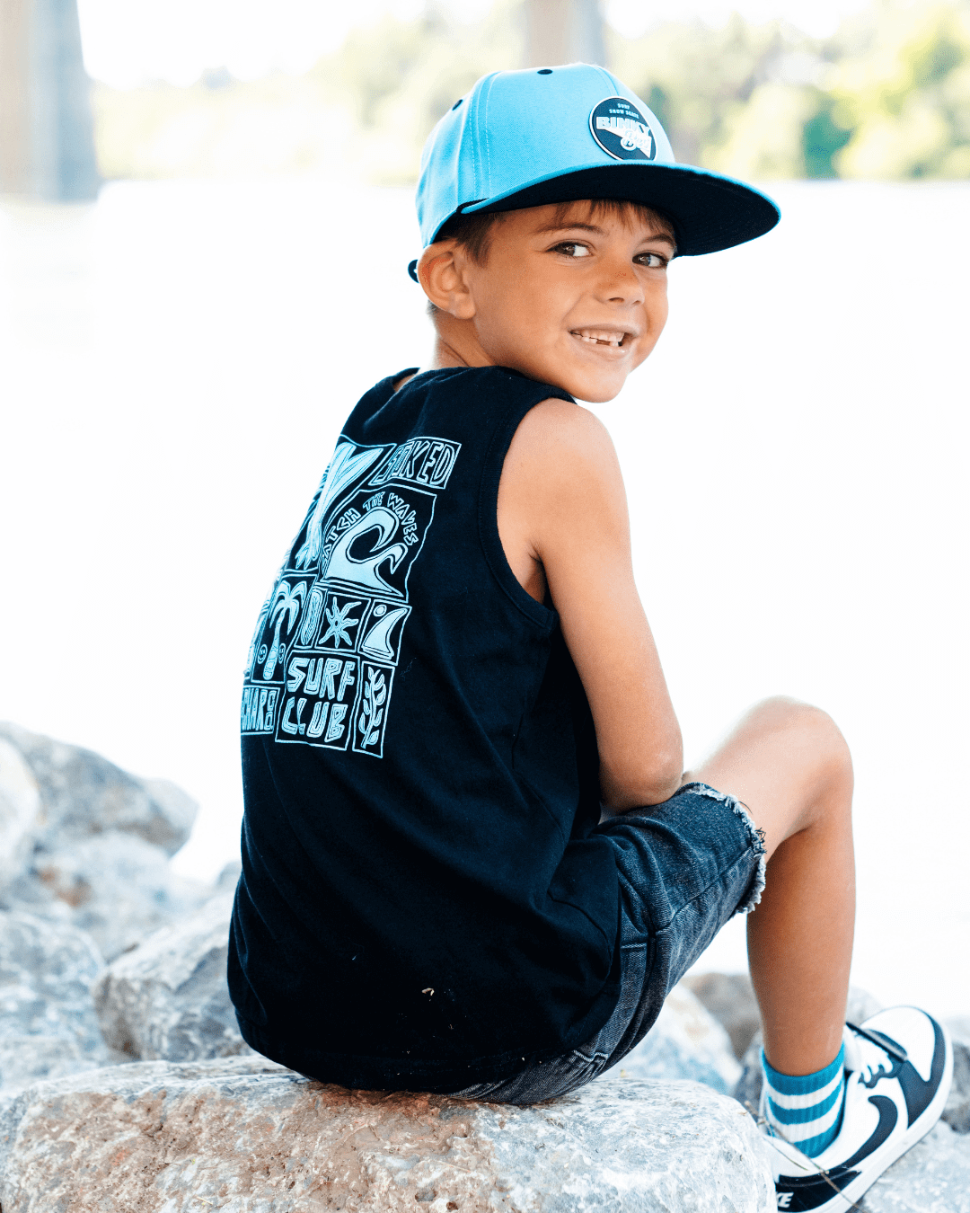 Surf Club Black Tank Top - Tuck &amp; Char Co.