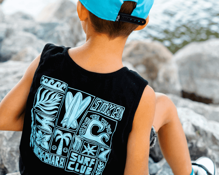 Surf Club Black Tank Top - Tuck &amp; Char Co.