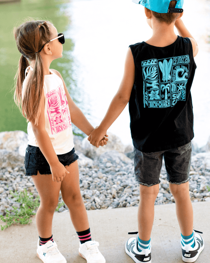 Surf Club Black Tank Top - Tuck &amp; Char Co.
