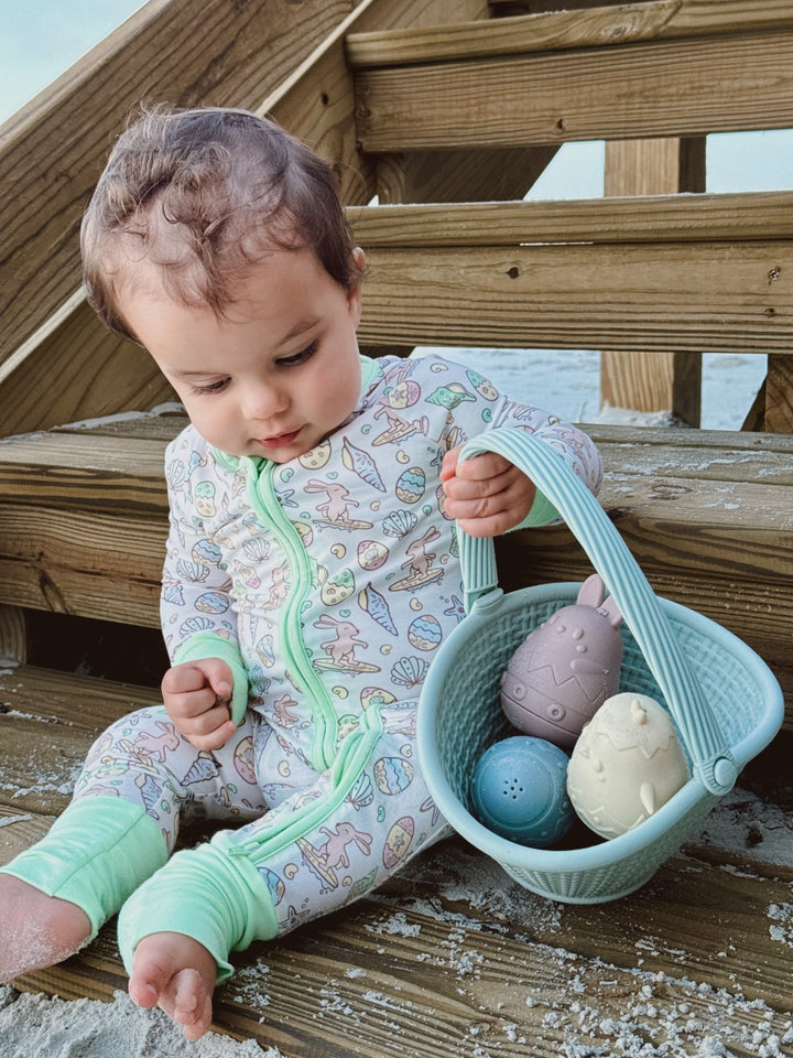 Surfing Bunnies Easter Zippy Pajamas - Tuck &amp; Char Co.