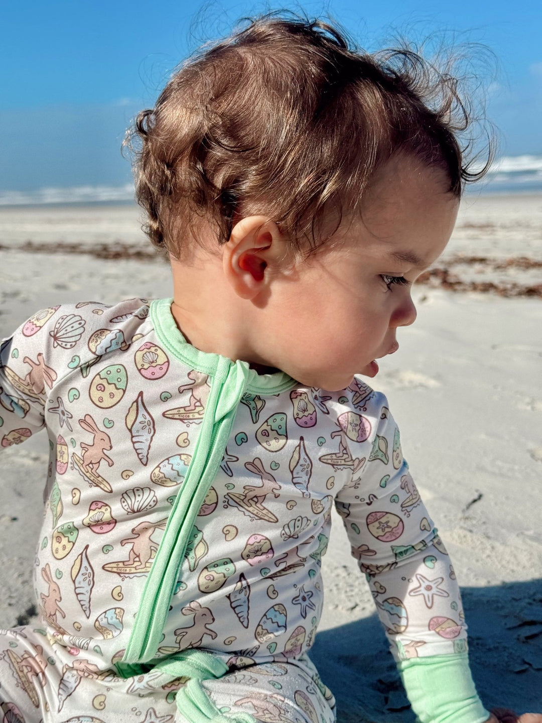 Surfing Bunnies Easter Zippy Pajamas - Tuck &amp; Char Co.