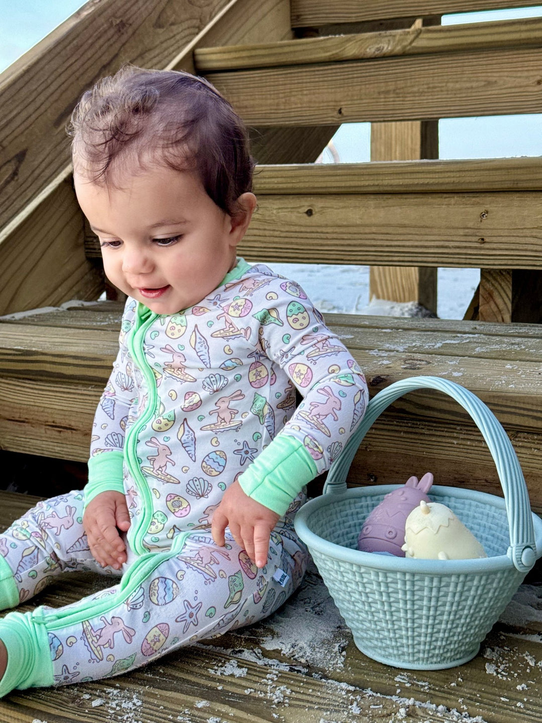 Surfing Bunnies Easter Zippy Pajamas - Tuck & Char Co.