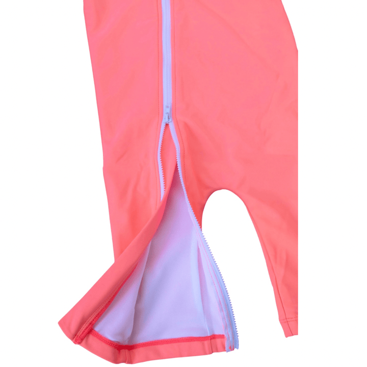 UPF 50+ Swim Romper Neon Coral - Tuck &amp; Char Co.