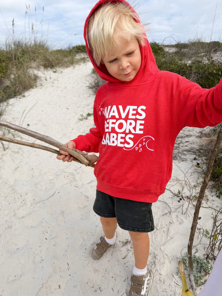 Waves Before Babes- Red Hoodie Sweatshirt - Tuck &amp; Char Co.
