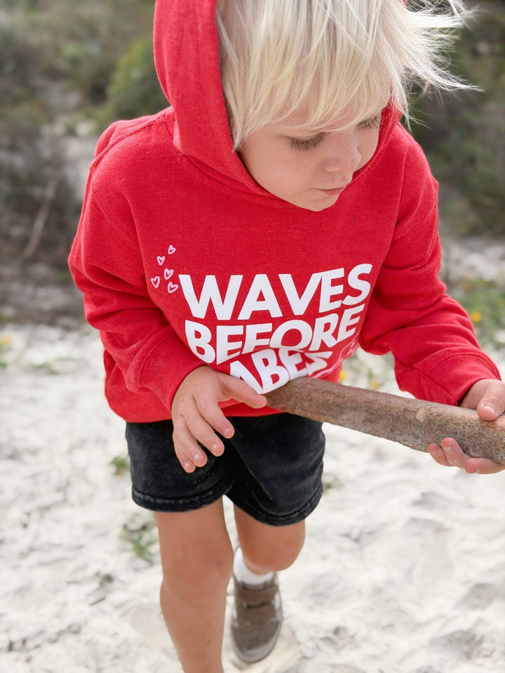 Waves Before Babes- Red Hoodie Sweatshirt - Tuck &amp; Char Co.