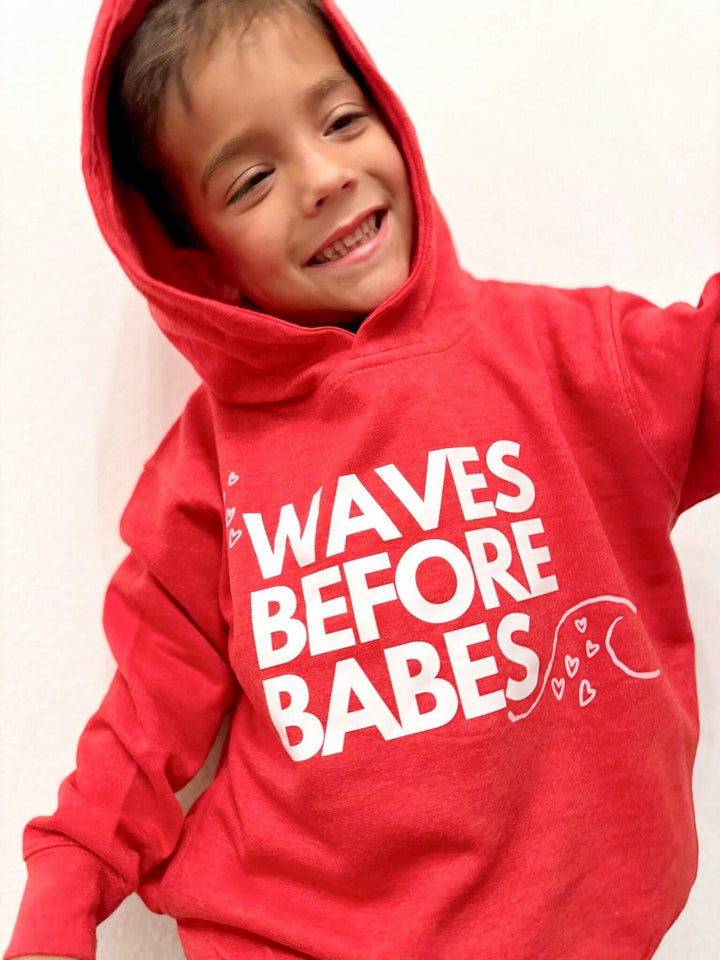 Waves Before Babes- Red Hoodie Sweatshirt - Tuck &amp; Char Co.